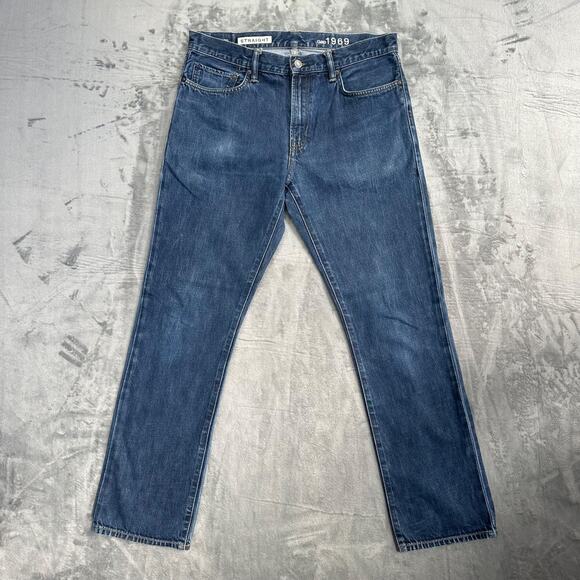 Gap 1969 Men's Straight Jeans 34x32 Blue Dark Wash - Picture 1 of 10